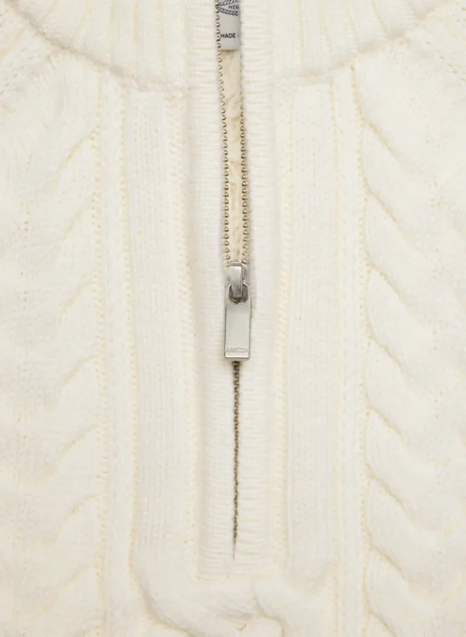 Pull en laine mérinos Heritage Knit à fermeture éclair 1/4