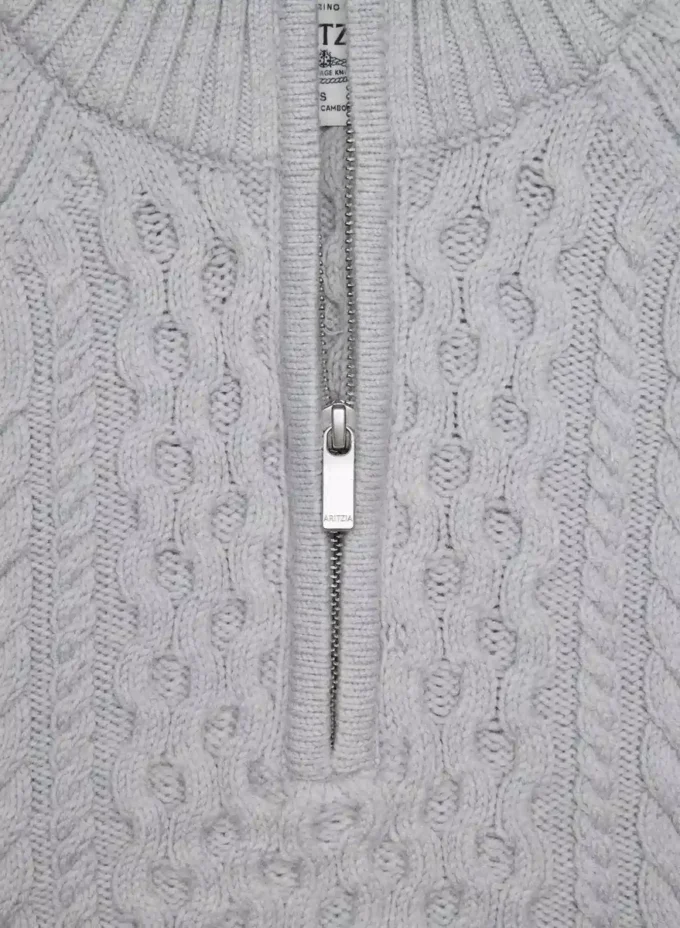 Pull en laine mérinos Heritage Knit à fermeture éclair 1/4