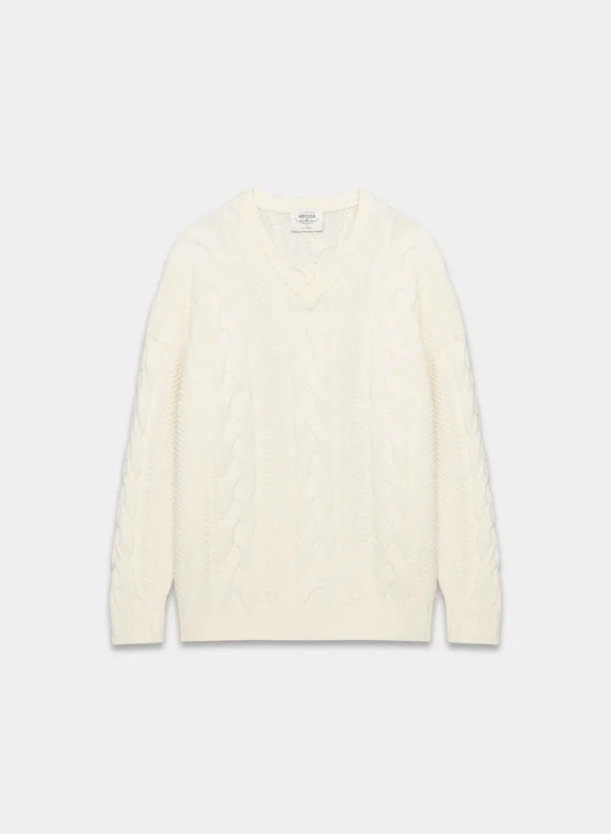 Pull en V en laine mérinos Heritage Knit