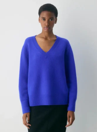 Pull oversize à col en V en cachemire moelleux