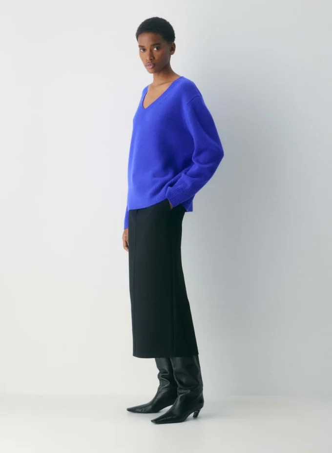 Pull oversize à col en V en cachemire moelleux