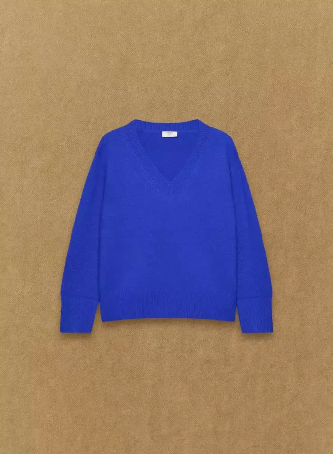 Pull oversize à col en V en cachemire moelleux