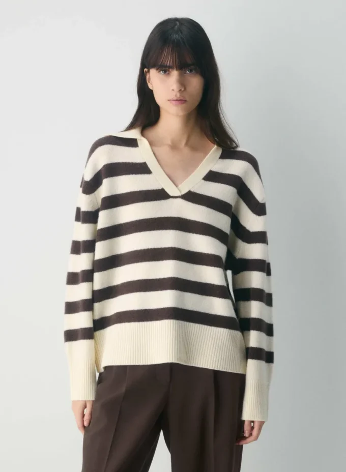 Pull polo oversize en cachemire moelleux