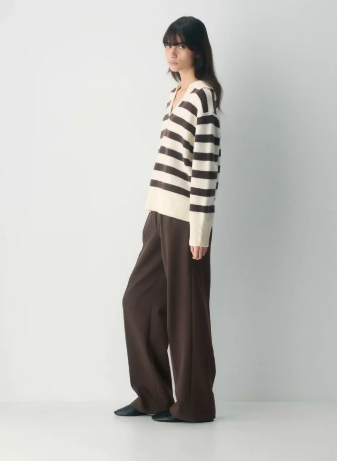 Pull polo oversize en cachemire moelleux