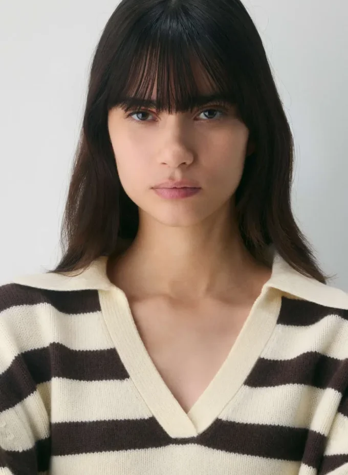 Pull polo oversize en cachemire moelleux