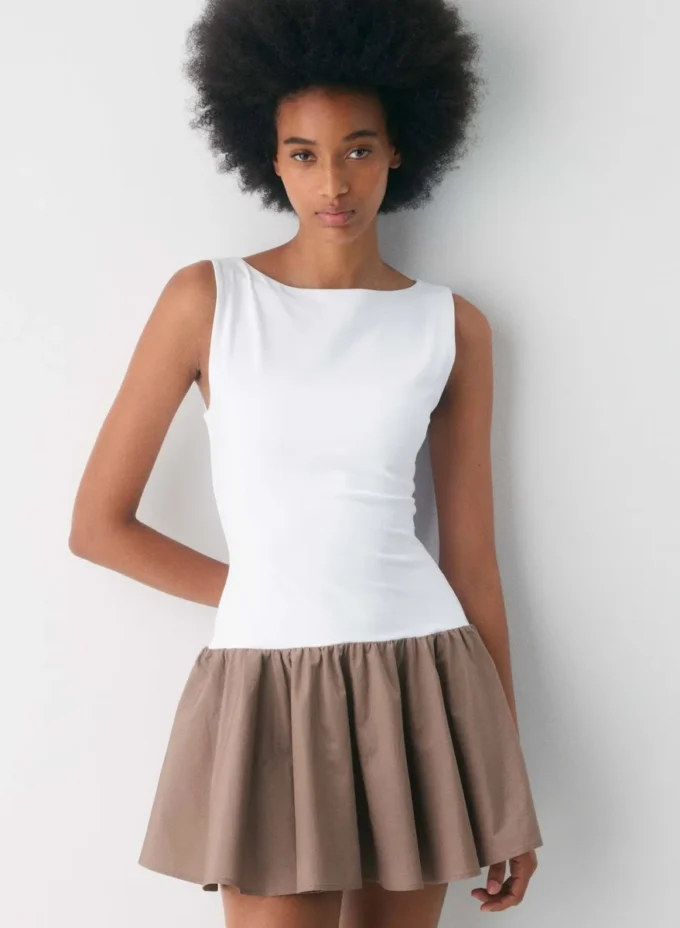 Robe en popeline segmentée