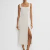 Robe midi en satin fendue des années 90