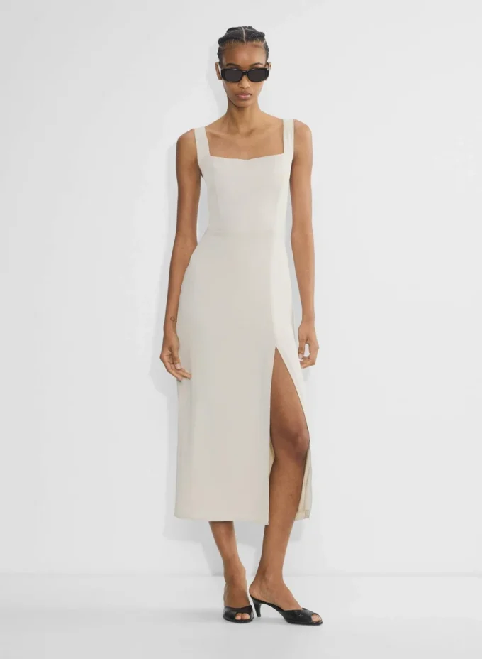 Robe midi en satin fendue des années 90
