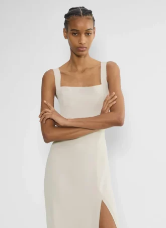 Robe midi en satin fendue des années 90