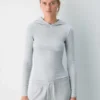Sweat à capuche en coton côtelé extensible