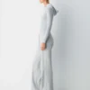 Sweat à capuche en coton côtelé extensible
