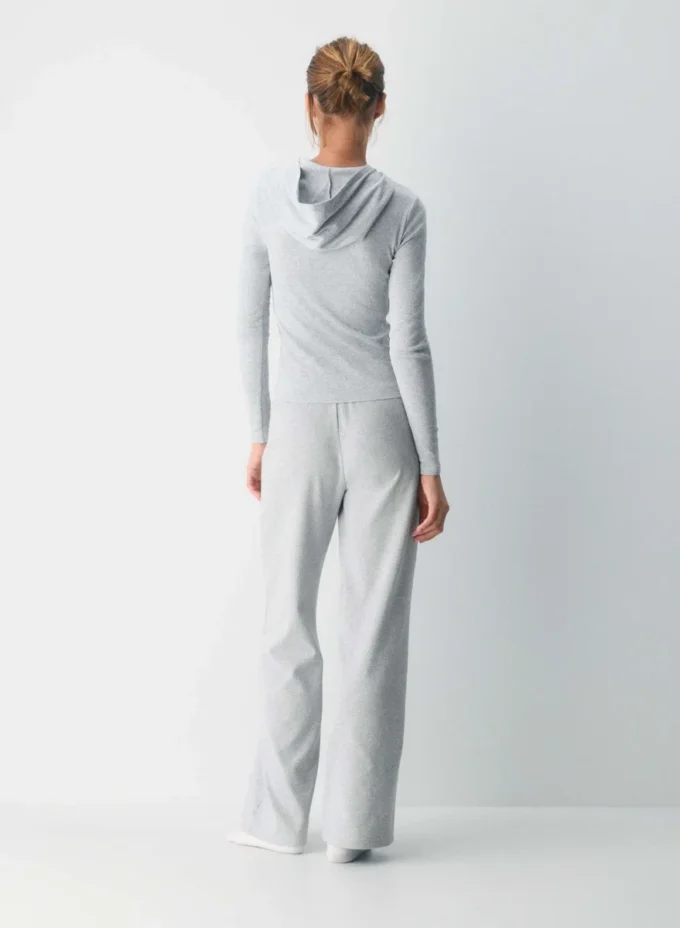 Sweat à capuche en coton côtelé extensible