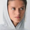 Sweat à capuche en coton côtelé extensible