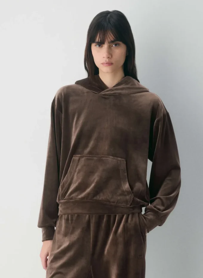Sweat à capuche en velours Audrina