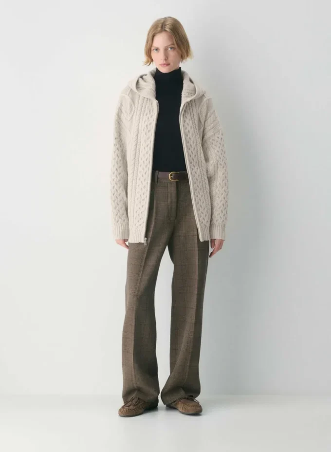 Sweat à capuche zippé en laine mérinos Heritage Knit