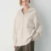 Sweat à capuche zippé en laine mérinos Heritage Knit