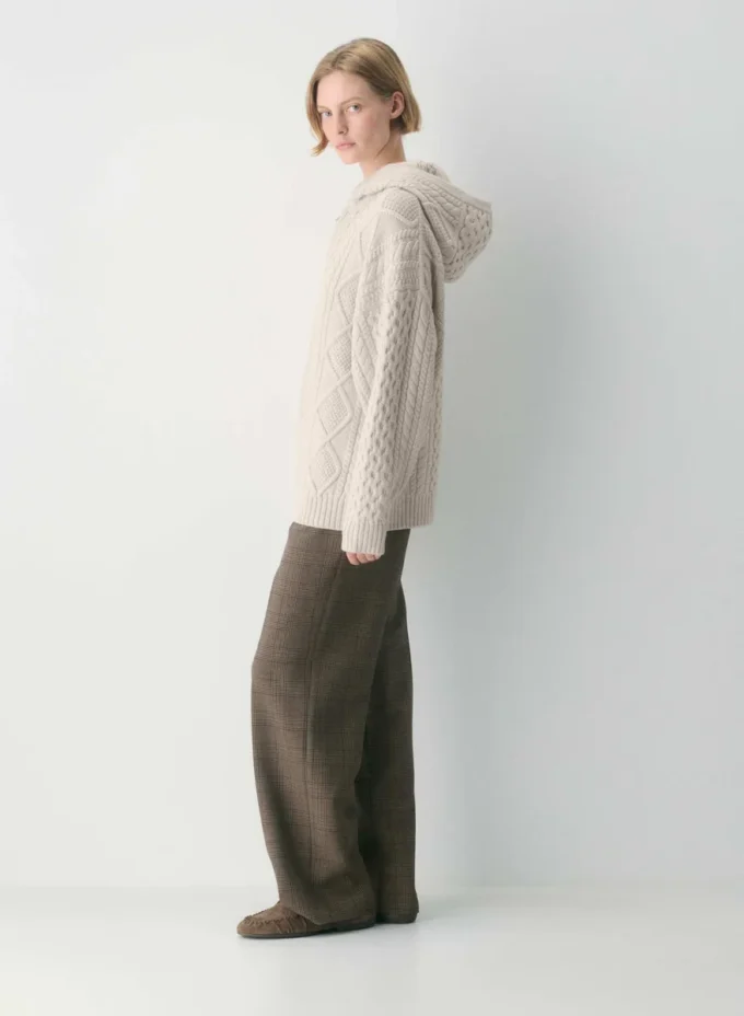 Sweat à capuche zippé en laine mérinos Heritage Knit