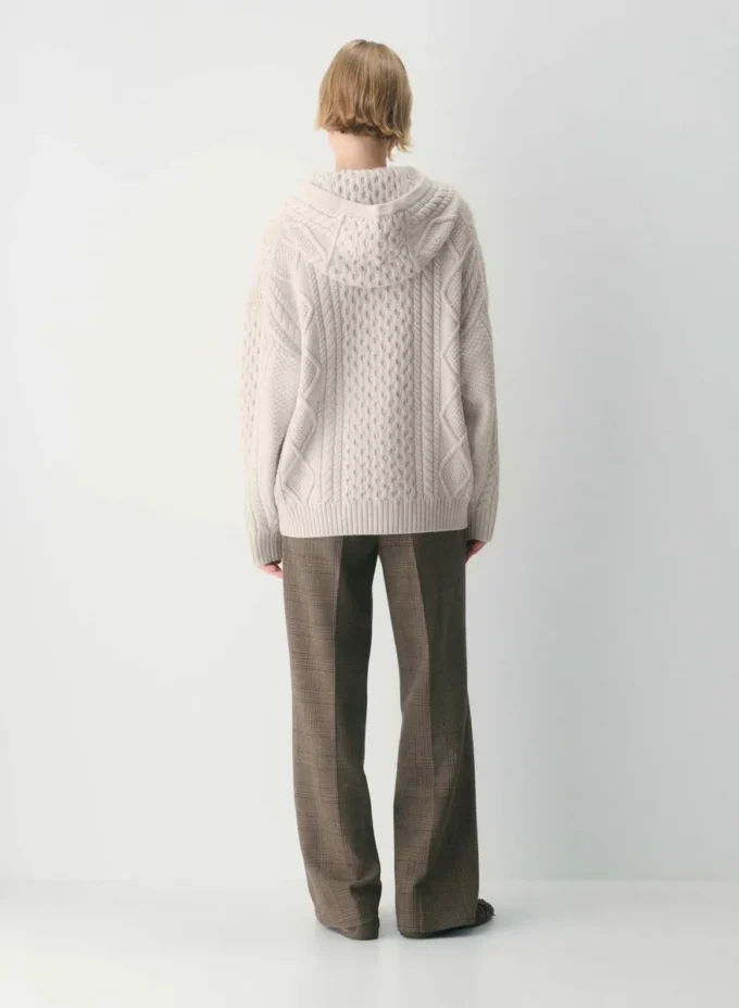 Sweat à capuche zippé en laine mérinos Heritage Knit