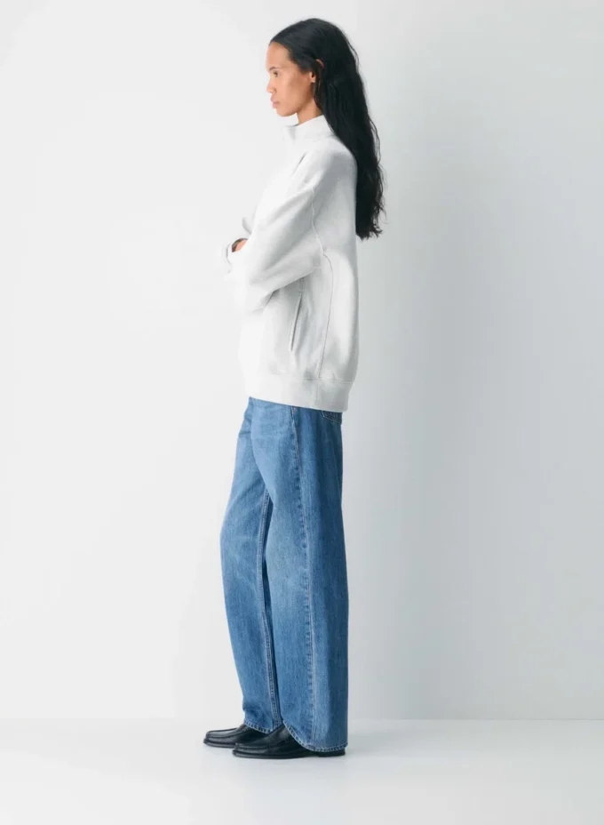 Sweat-shirt boyfriend à demi-zip en molleton douillet