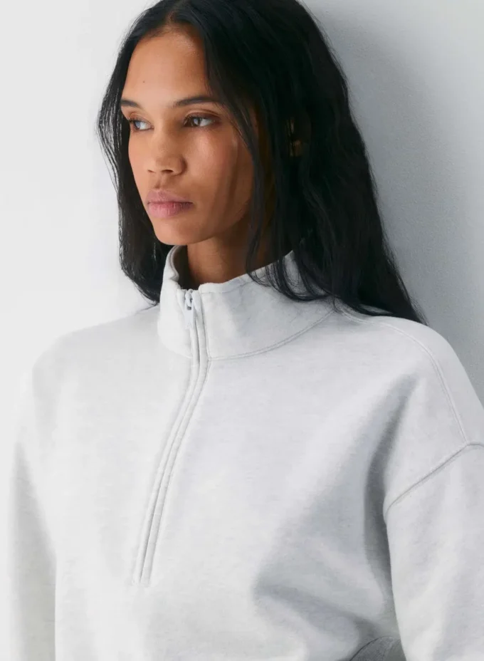 Sweat-shirt boyfriend à demi-zip en molleton douillet