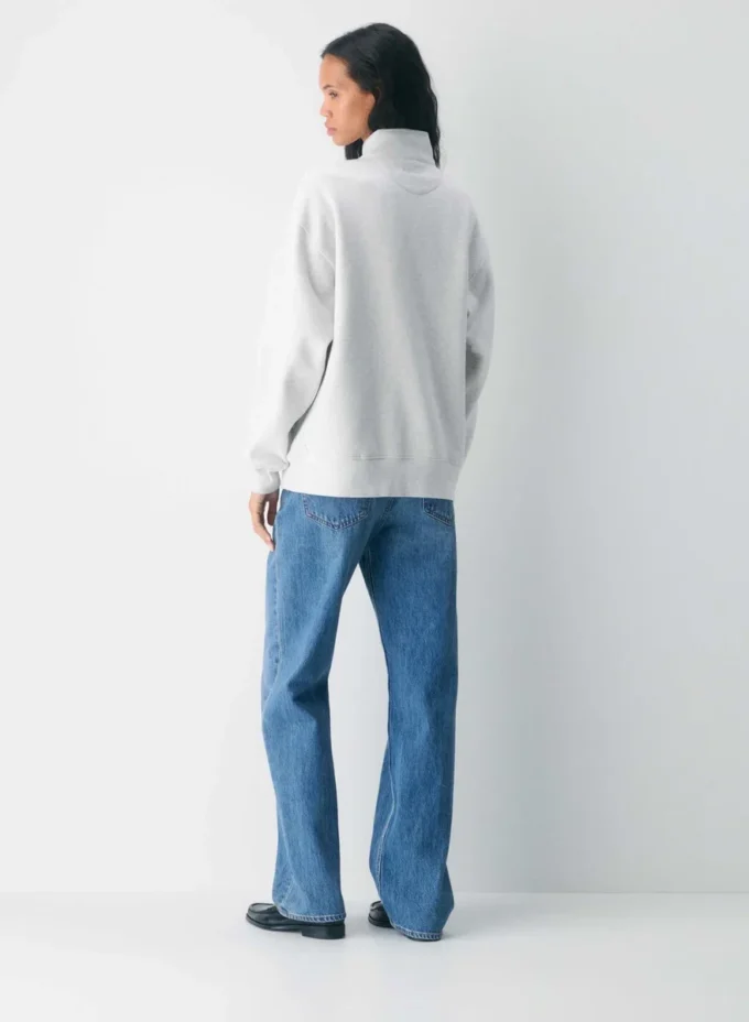 Sweat-shirt boyfriend à demi-zip en molleton douillet