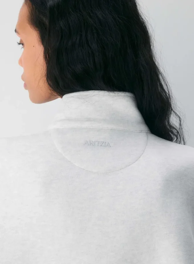 Sweat-shirt boyfriend à demi-zip en molleton douillet