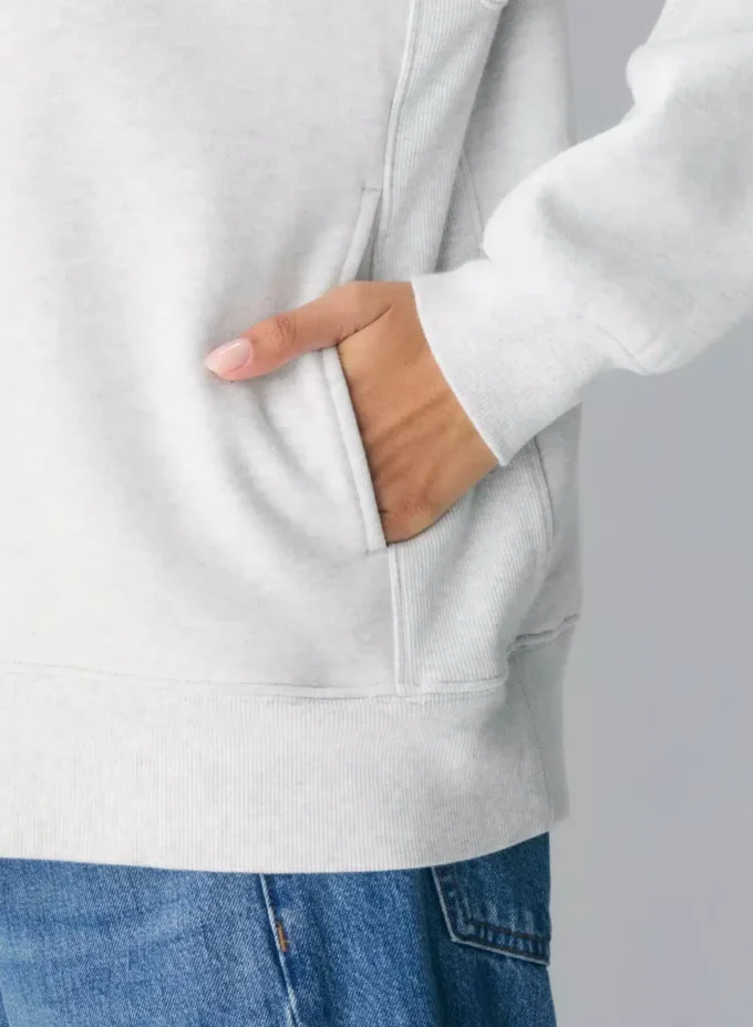 Sweat-shirt boyfriend à demi-zip en molleton douillet