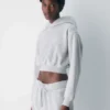 Sweat-shirt à capuche court en molleton douillet