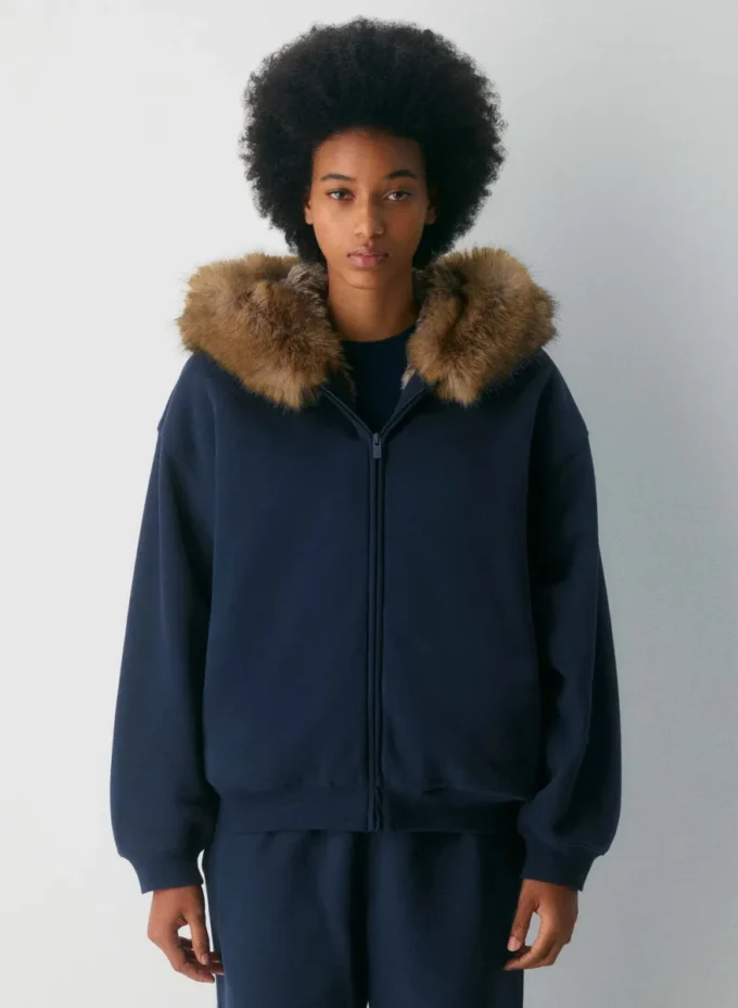 Sweat-shirt à capuche oversize en molleton confortable avec grande fermeture éclair