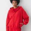 Sweat-shirt à capuche oversize en molleton confortable avec grande fermeture éclair