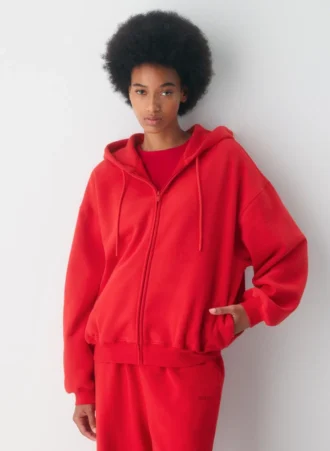 Sweat-shirt à capuche oversize en molleton confortable avec grande fermeture éclair
