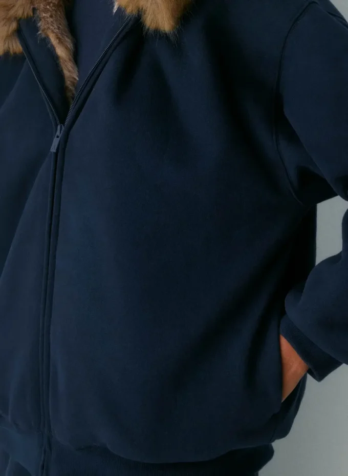 Sweat-shirt à capuche oversize en molleton confortable avec grande fermeture éclair