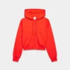 Sweat-shirt à capuche zippé boyfriend en molleton bouclé