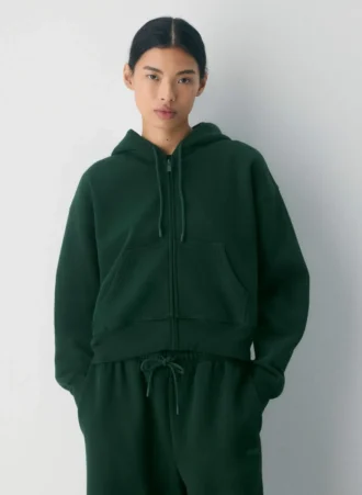 Sweat-shirt à capuche zippé boyfriend en molleton douillet