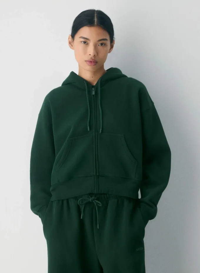 Sweat-shirt à capuche zippé boyfriend en molleton douillet