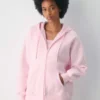 Sweat-shirt à capuche zippé boyfriend en molleton douillet