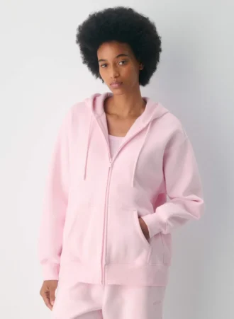 Sweat-shirt à capuche zippé boyfriend en molleton douillet