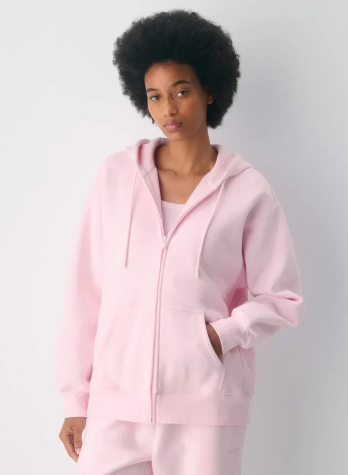 Sweat-shirt à capuche zippé boyfriend en molleton douillet