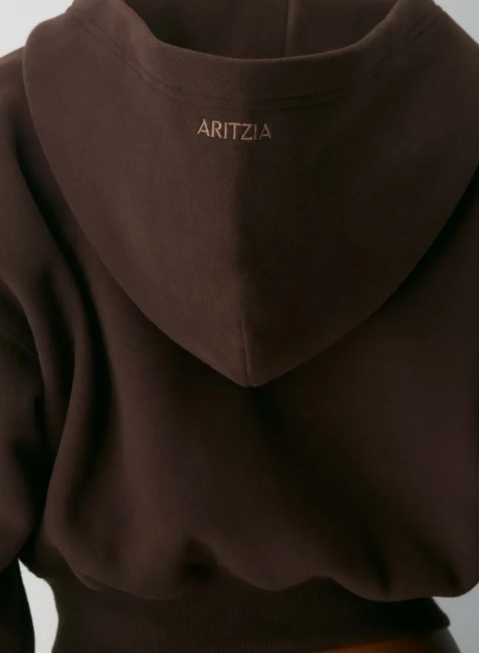 Sweat-shirt à capuche zippé court en molleton douillet