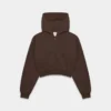 Sweat-shirt à capuche zippé court en molleton douillet