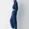 Sweat-shirt confortable en molleton boyfriend court à demi-zip