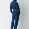 Sweat-shirt confortable en molleton boyfriend court à demi-zip