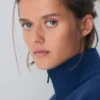 Sweat-shirt confortable en molleton boyfriend court à demi-zip
