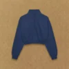 Sweat-shirt confortable en molleton boyfriend court à demi-zip