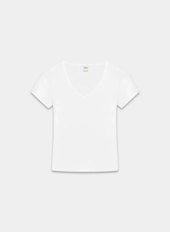 T-shirt à col en V en maille côtelée HomeStretch™